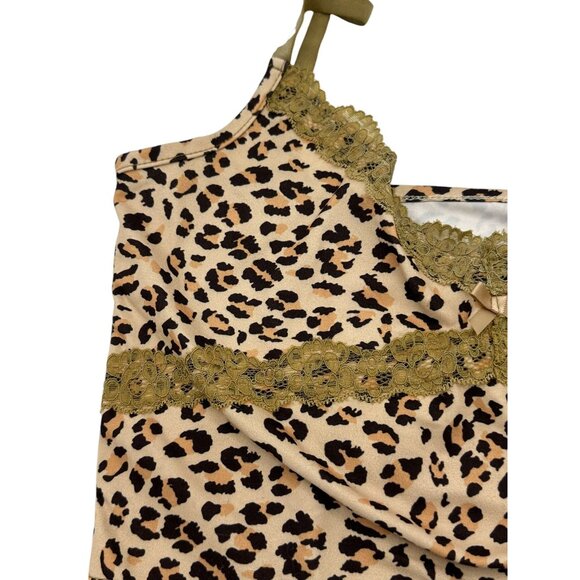 Leopard Print Cropped Camisole Womens Size S Babydoll Y2K 90s Lace‎ Coquette - Picture 4 of 7
